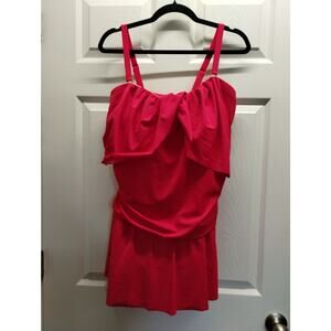 Swimsuits For All Women's Size 20 Red One-Piece Removable Straps Swim Dress